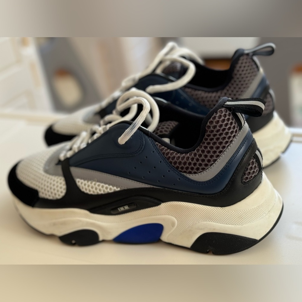 DIOR B22 Reflective sneakers “white & Blue” MEN, size 9 Preowned NO BOX - Picture 3 of 6